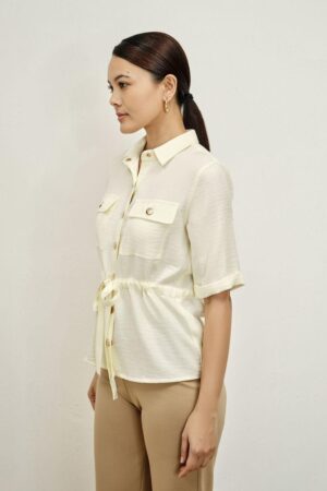 Ivory Tie-Waist Utility Shirt