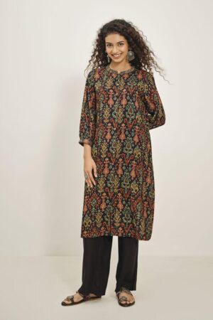 Black Printed Kurta Set