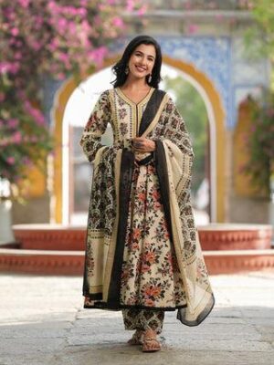 Heritage Floral Printed Kurta Set with Dupatta