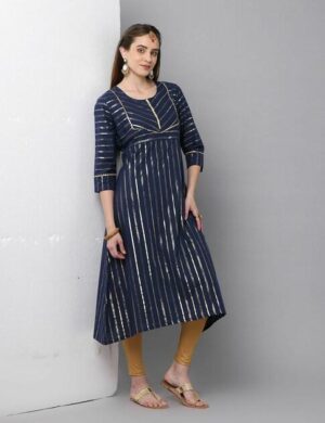 Navy Blue A-Line Kurta